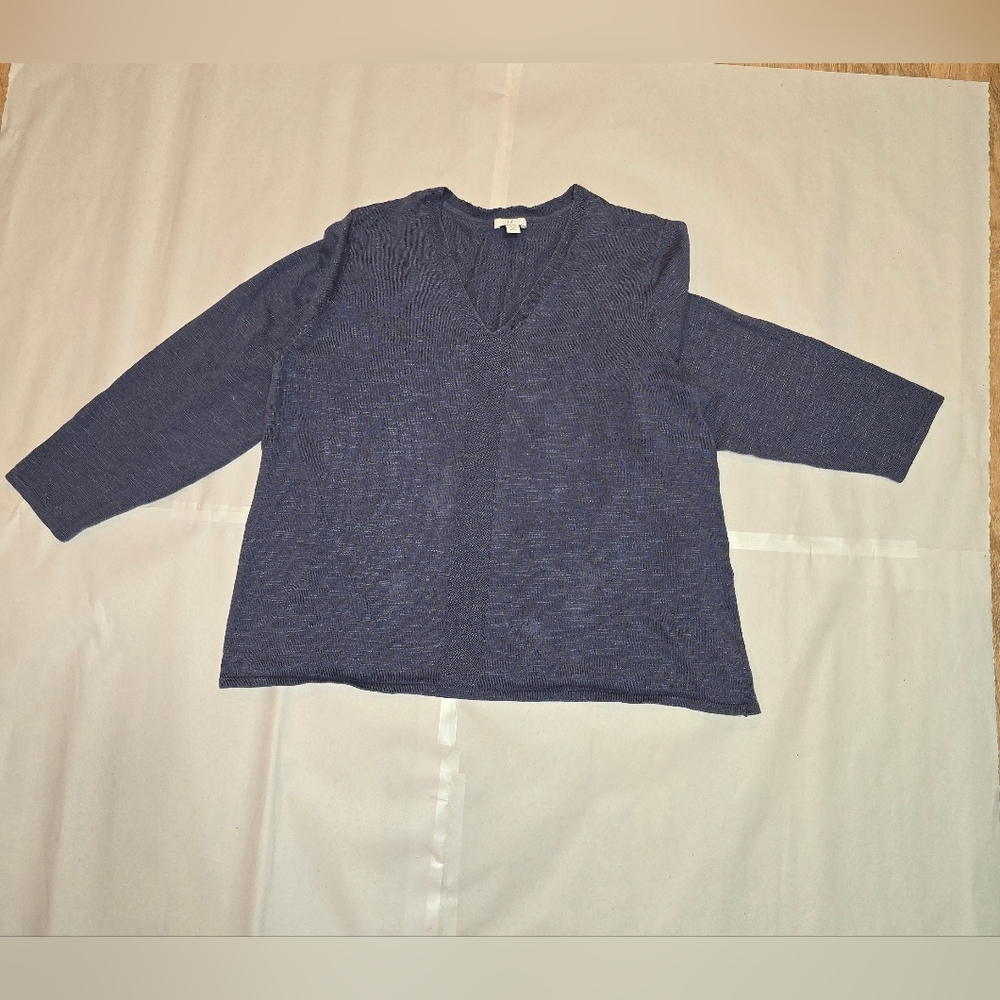 J. Jill Navy Blue V-Neck Long Sleeve Sweater
